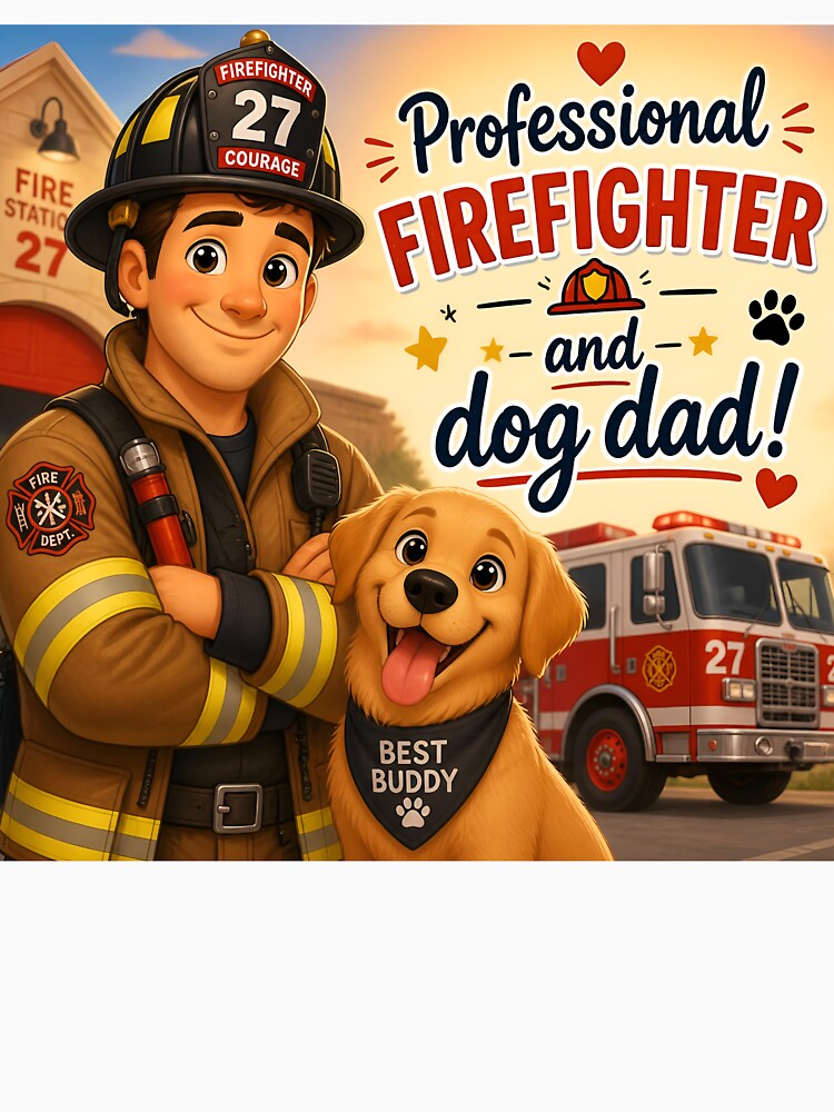 Professional Firefighter and Dog Dad — Funny Firefighter Dog Dad Gift Shirt by DoggyDayLove