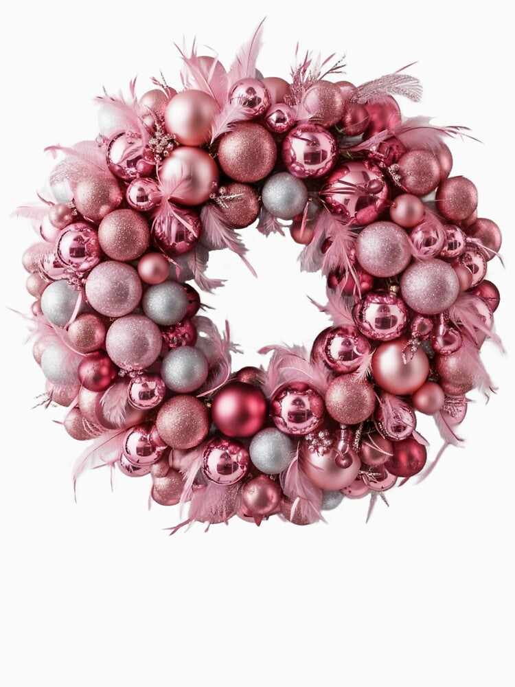 Pink Christmas Wreath With Feathers | White by PinkGoddessLove