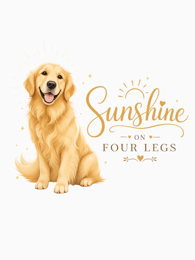Sunshine on Four Legs Golden Retriever Dog Dad Kawaii T-Shirt by Ashley critters