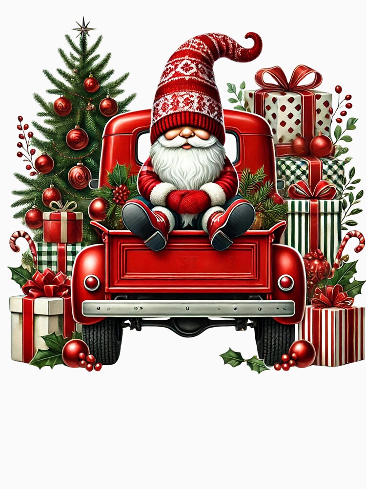 Christmas Gnome and Truck with Tree and Festive Holiday Presents by Bankza
