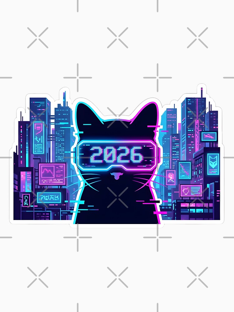 Happy New Year 2026 Cyberpunk Cat by Abdeelol