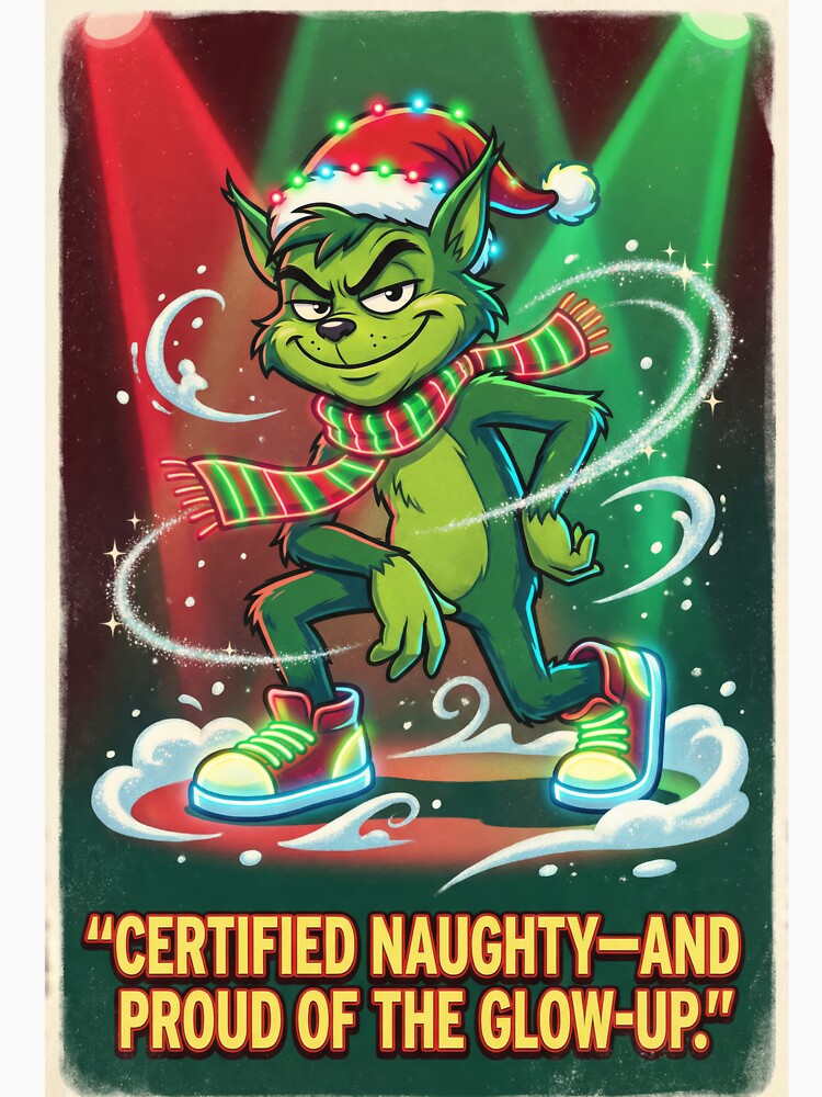 “Funny Green Christmas Mischief Tee – CERTIFIED NAUGHTY”. Ai generated. by GreaterVibePOD