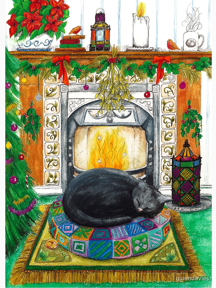 Christmas Cat by The Fire by gwendavies