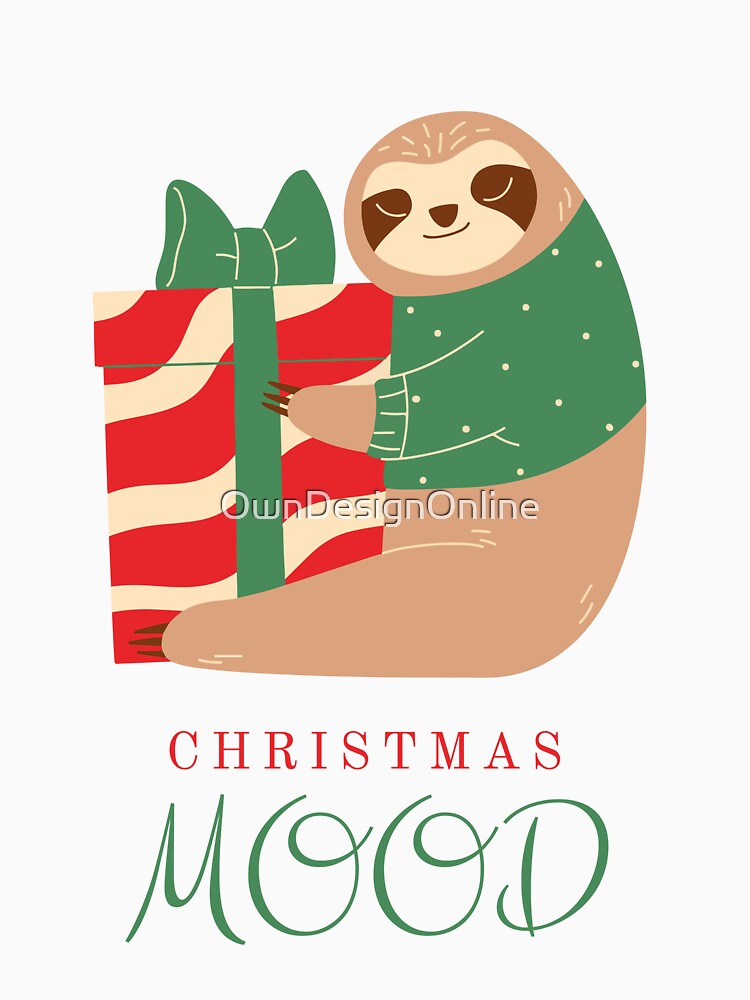 Christmas Sloth with gift by OwnDesignOnline