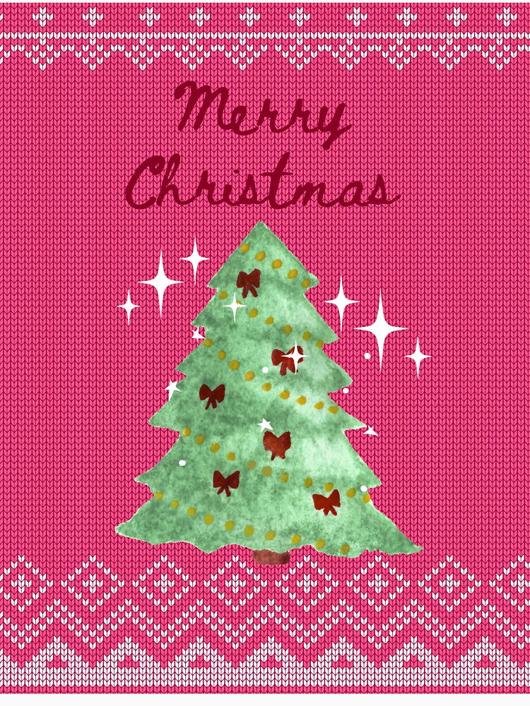 Pink Christmas Sweater with Christmas Tree by bowsbotanicals
