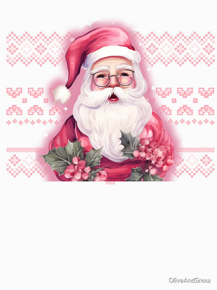 Pink Christmas Pink Santa Tree Pink Christmas Ugly Christmas Sweater Kawaii Pink Xmas by OliveAndSnow