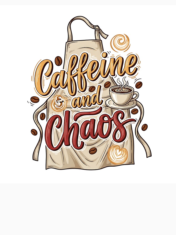 Caffeine and Chaos Barista Apron Coffee Quote by Michaelragheb