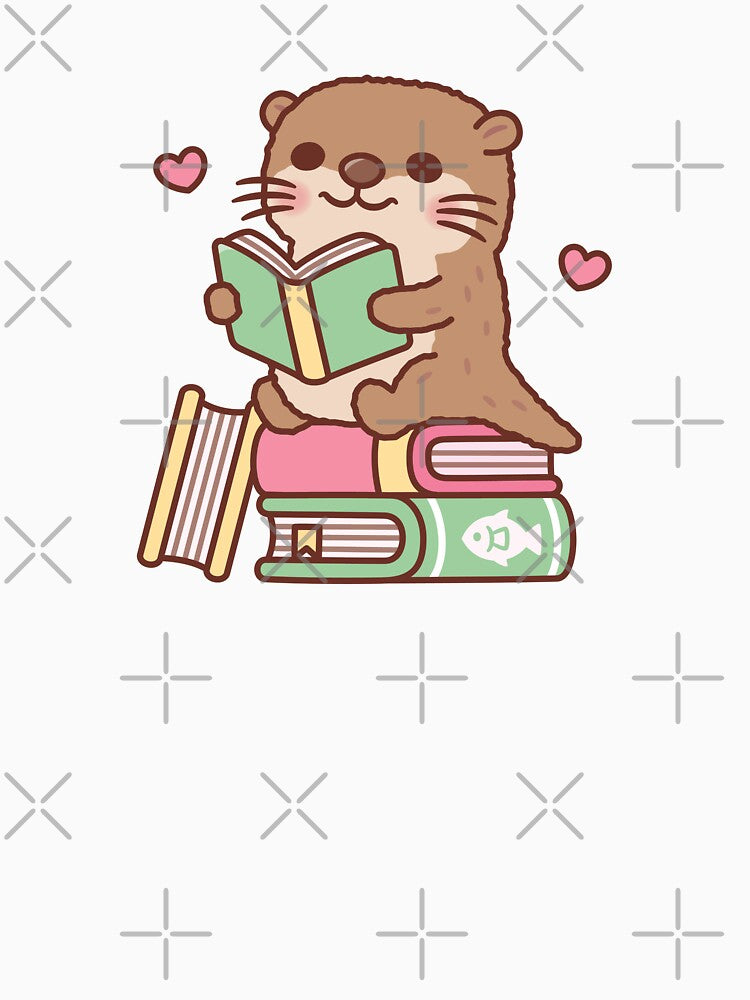 Cute Otter Sits Atop Of Books To Read by rustydoodle