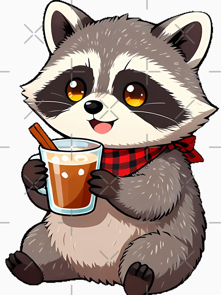 Cute Raccoon Barista with Iced Chai Tea Latte Icon by pumsquare
