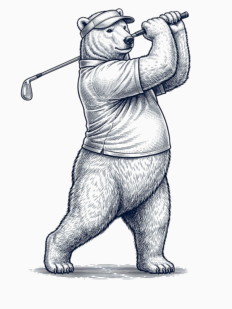 Vintage Polar Bear Playing Golf Golfer Animal Lover by TerryConnells