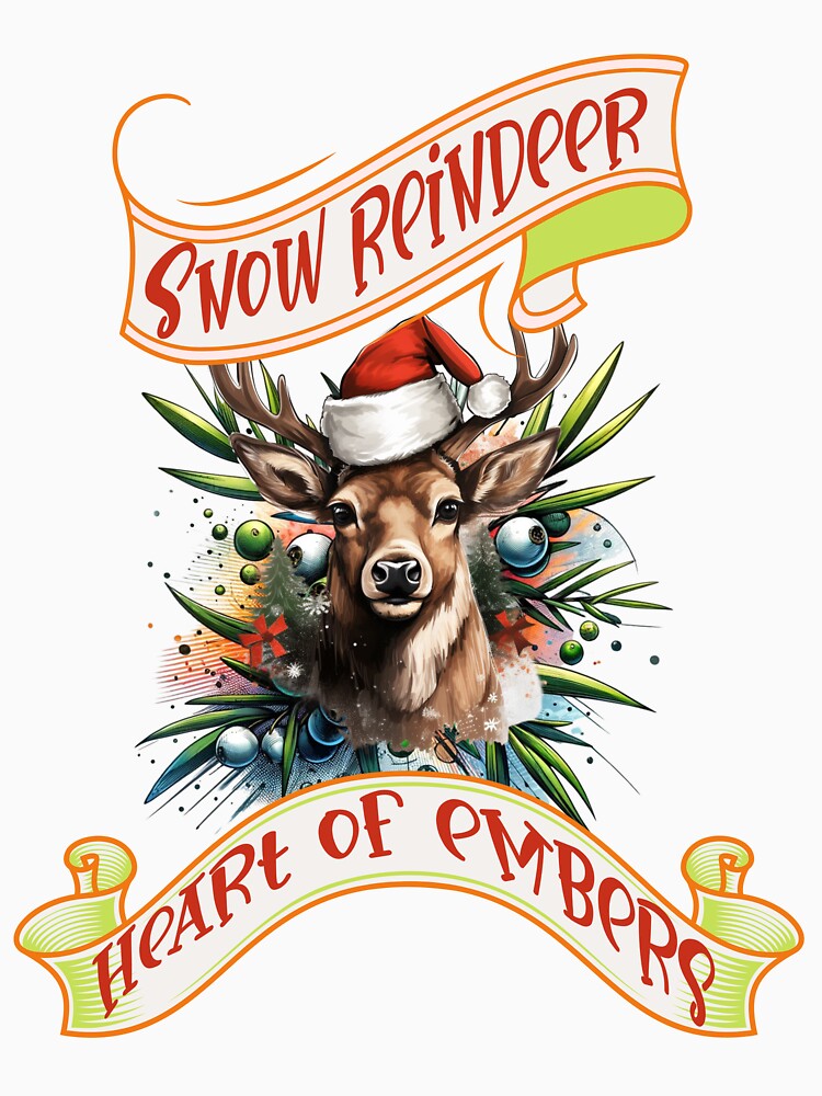 Snow reindeer, heart of embers by jean giosi
