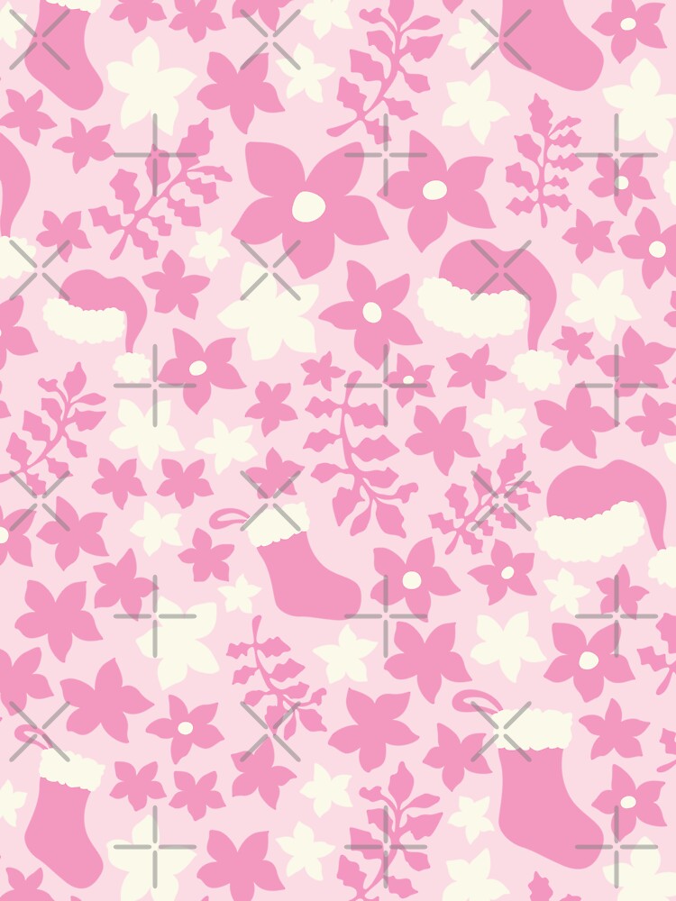 Pink Boho Christmas Cabincore Floral Pattern by blomastudios