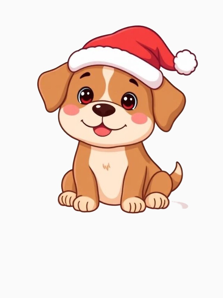 Cute Christmas Puppy Wearing Santa Hat – Funny Holiday Dog Illustration by BSL-STORE
