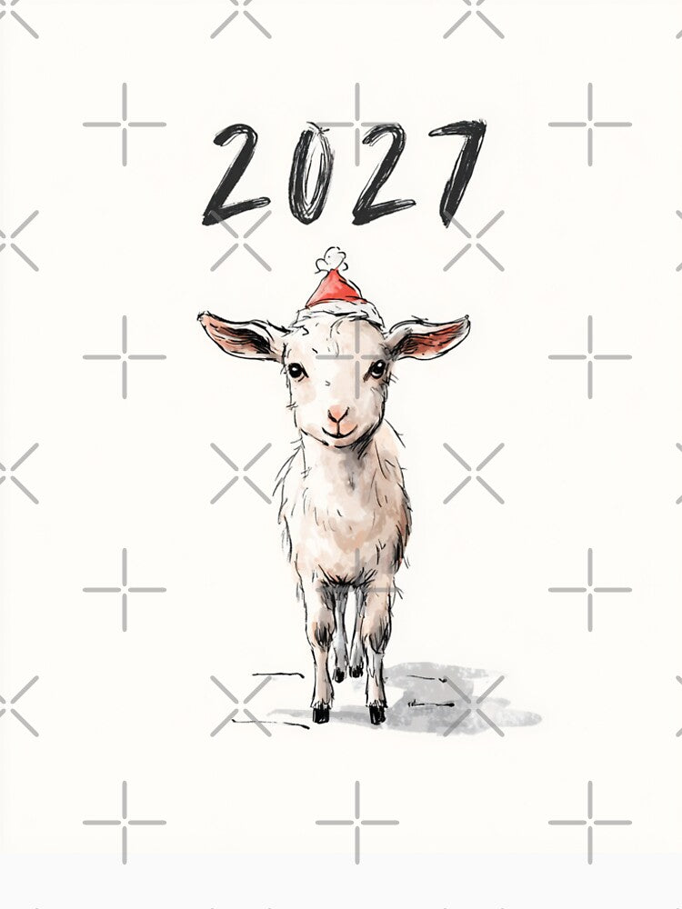 Cute Baby Goat Wearing Santa Hat 2027 Design by EL-Lebedenko