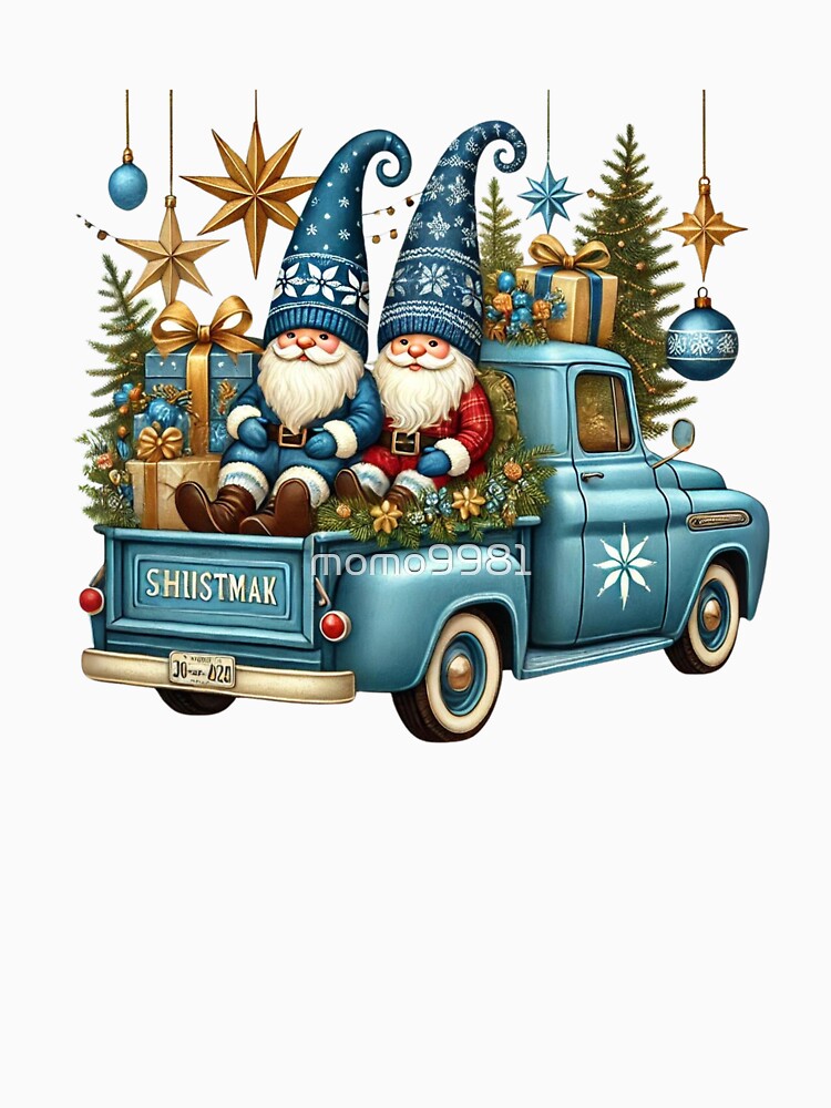 Cozy Gnome Christmas Truck - Blue Holiday Joy by momo9981
