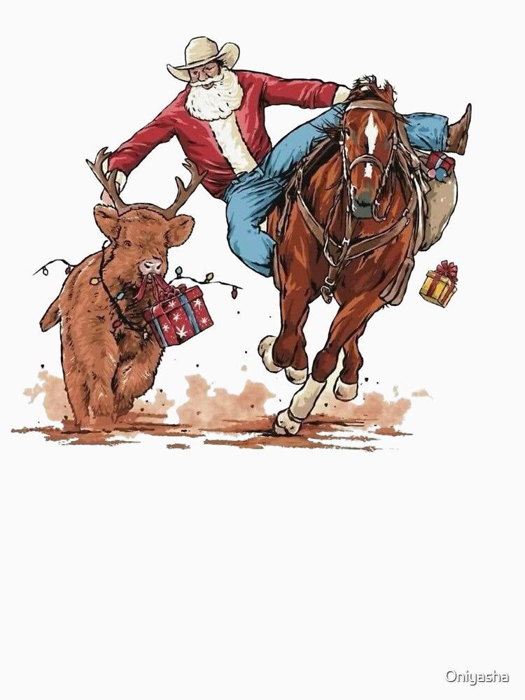 Cowboy Santa Christmas Western Funny Holiday by Oniyasha