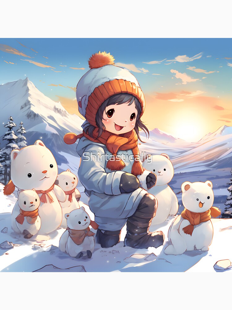 Winter Sunset Snow Play by Shirtastically
