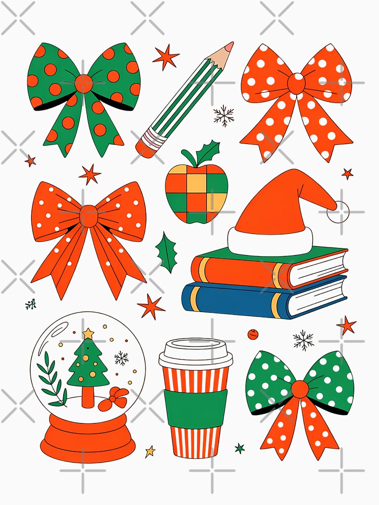 Coquette Bow Teacher Christmas Elementary School Xmas Winter by WalshDrawnLaugh