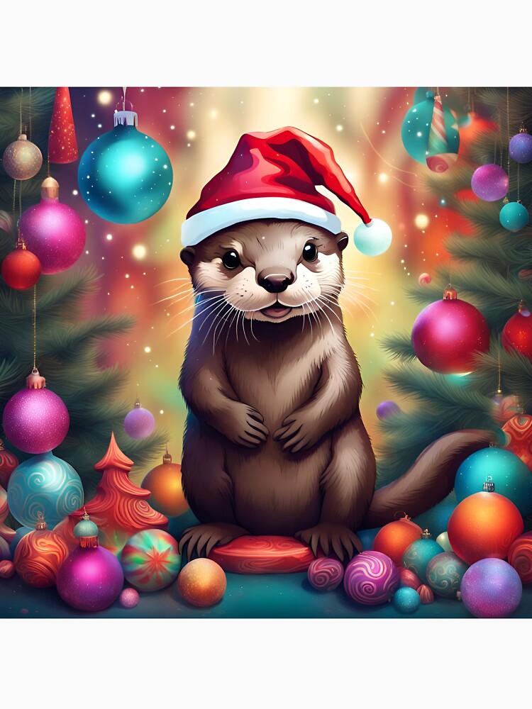Festive Christmas Otter by Angelandspot