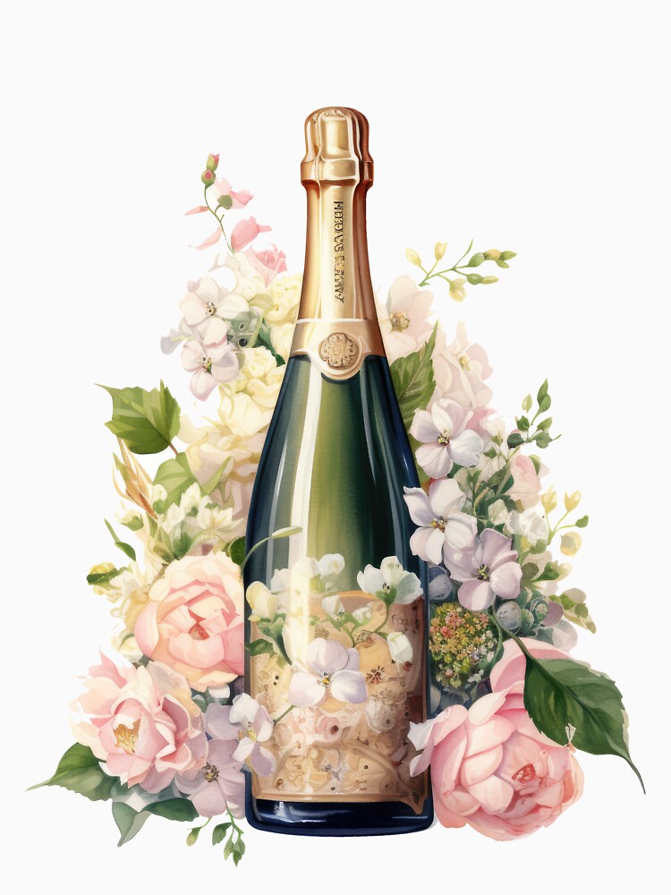Wine with aesthetic pink flowers by ArtemisDesignss