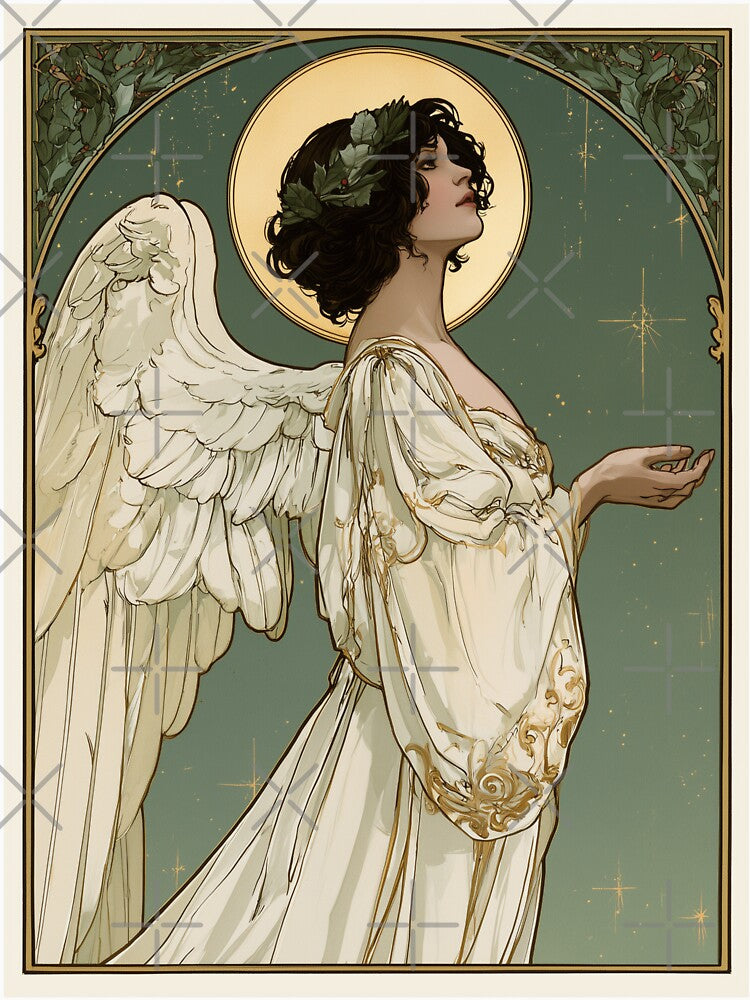 Art nouveau Christmas angel card by MendaciousMina
