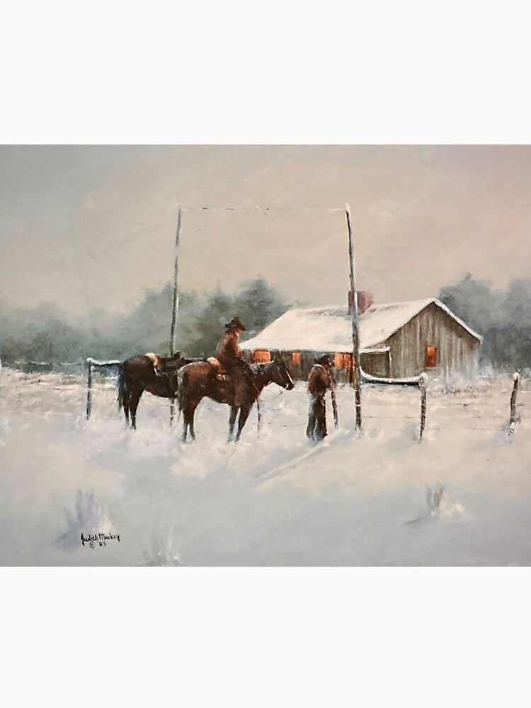 Horse Barn in Snow Oil on Canvas by GalleryDigitals