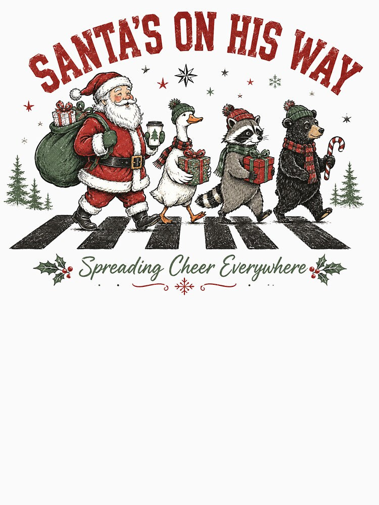 Santa's On His Way Retro Christmas Animal Squad by DYAFLK