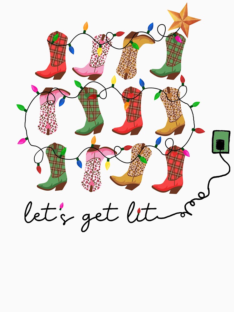 Lets Get Lit Christmas Cowboy Boots by Sunsolico