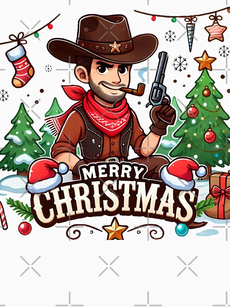 Cowboy Merry Christmas Word Art in Illustrator Style by meesub