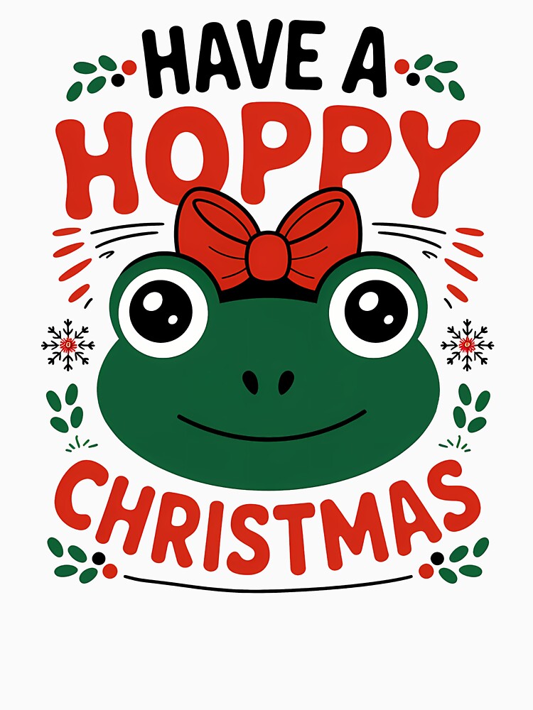 Have a hoppy Christmas - funny cute girly frog lovers gift happy vintage retro green by Fantasy Cache
