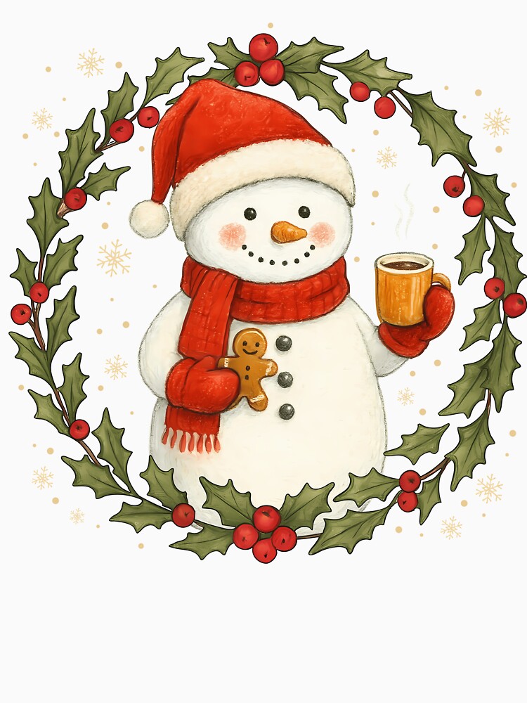 Cute Snowman Hot Cocoa Gingerbread Christmas Winter by varin-studio