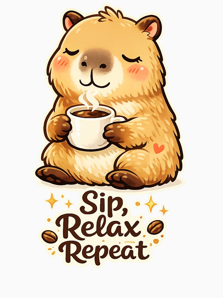Relaxing Capybara Coffee Design by StyleBloomes
