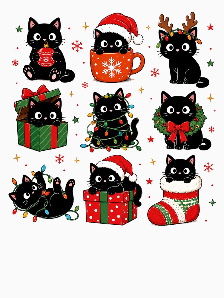 Funny Cat Christmas Tree Tangled Lights by DYAFLK