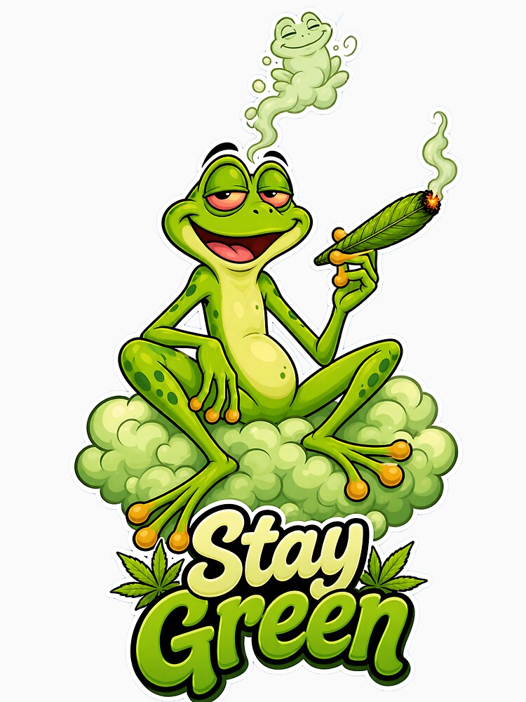 Stay Green – Chill Smoke Frog Cartoon by Halbeskilo