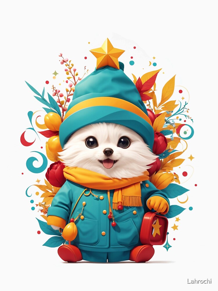 Whimsical Pup in Blue: A Playful Canine Under the Starry Canopy by Lahrochi