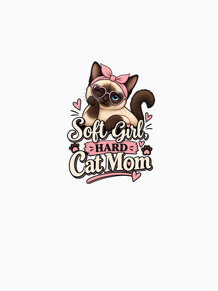 Soft Girl Hard Cat Mom Tshirt | Cute Cat Lover Gift for Women by AZ Atelier