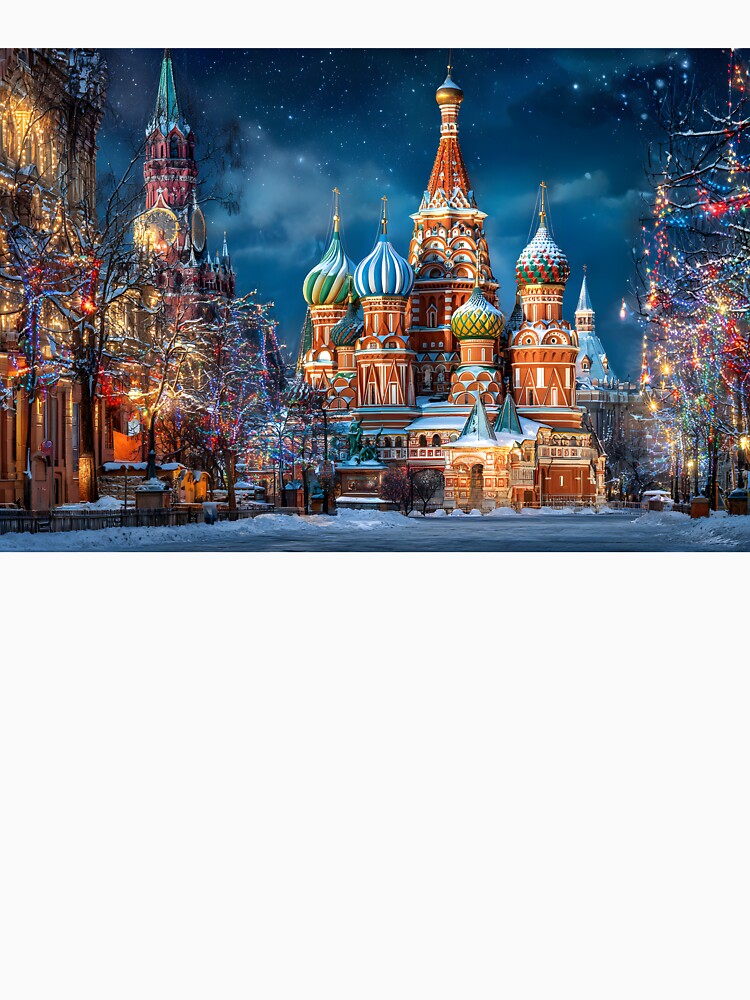 St. Basil's Cathedral in Winter Wonderland Scene by Artessie