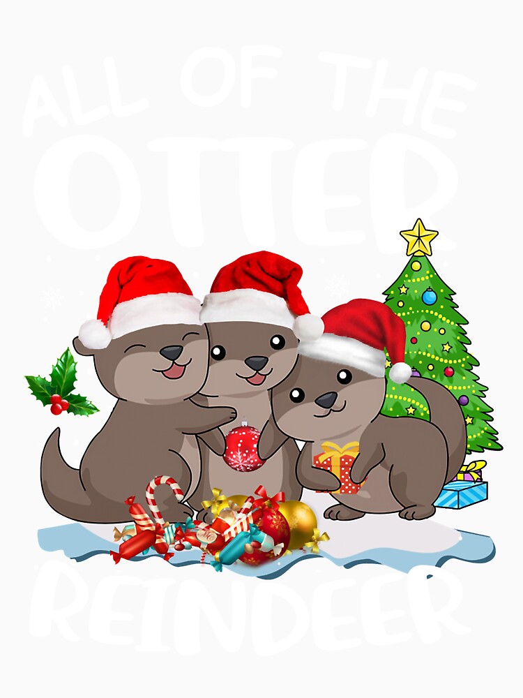 Funny Otter Reindeer Kids Merry Xmas Amimal Lover Kids Toddlers by LavateArtStudio