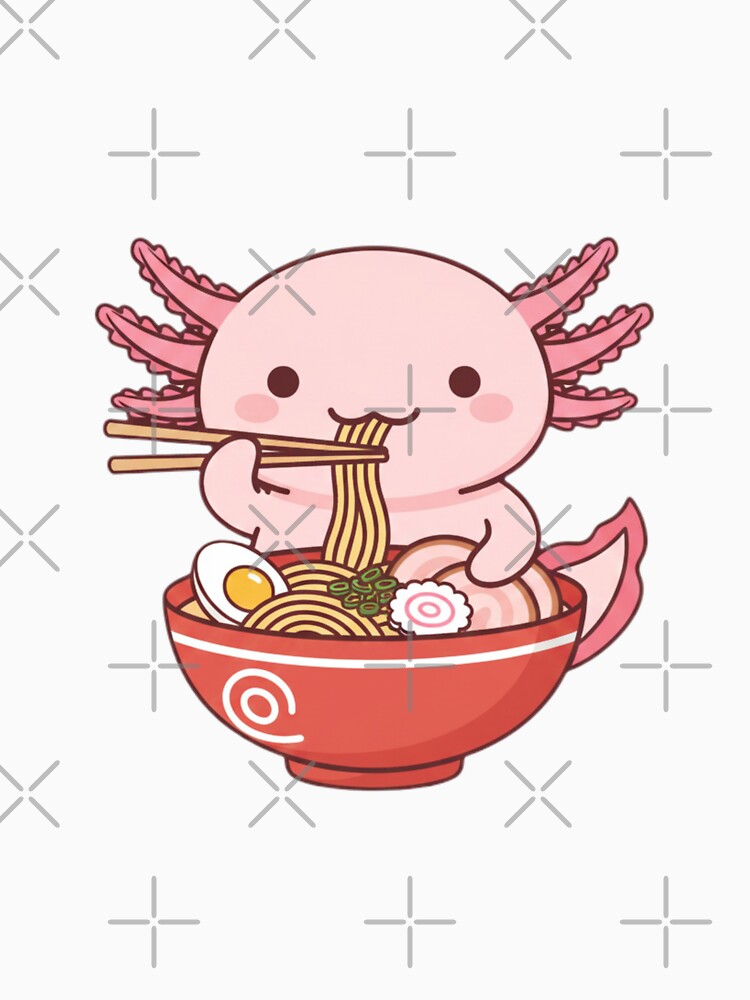 Axolotl ramen noodles japanese ramen food kawaii cute adorable by CheeseBlueprint