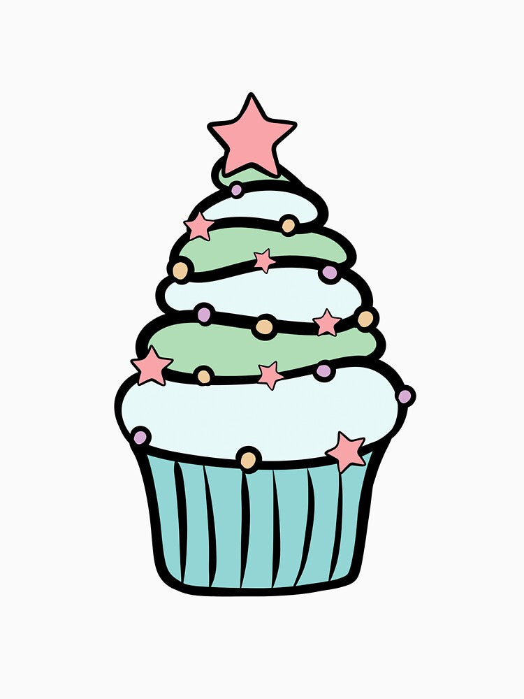 Winter Christmas Tree Cupcake with Stars by CreativeDraws42