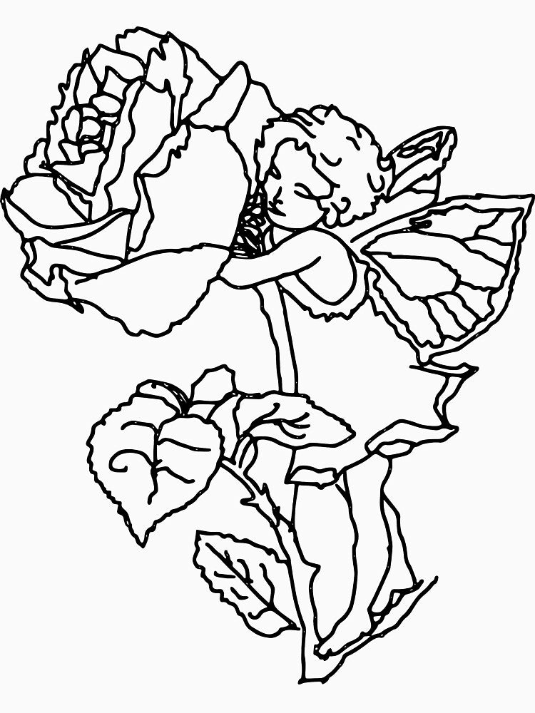 Fairy Hugging A Flower Vintage Print by PorcelaineGhost