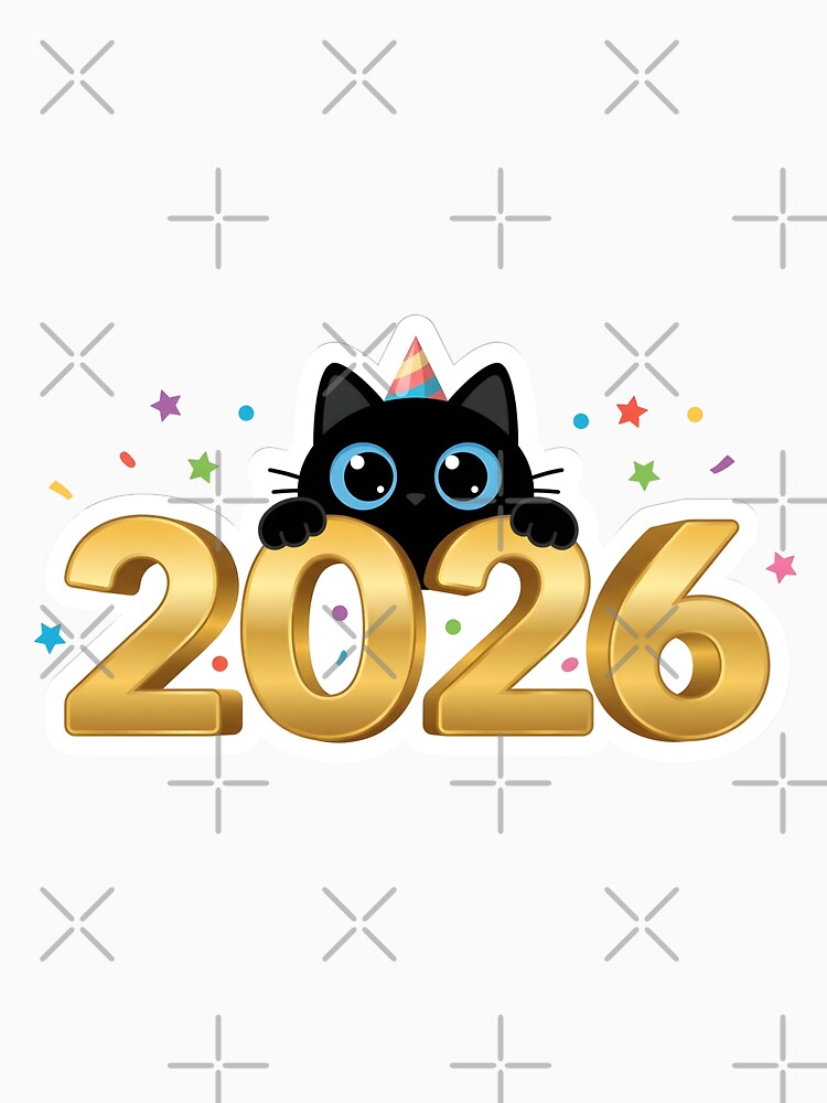 Happy New Year 2026 Cute Black Cat by Abdeelol
