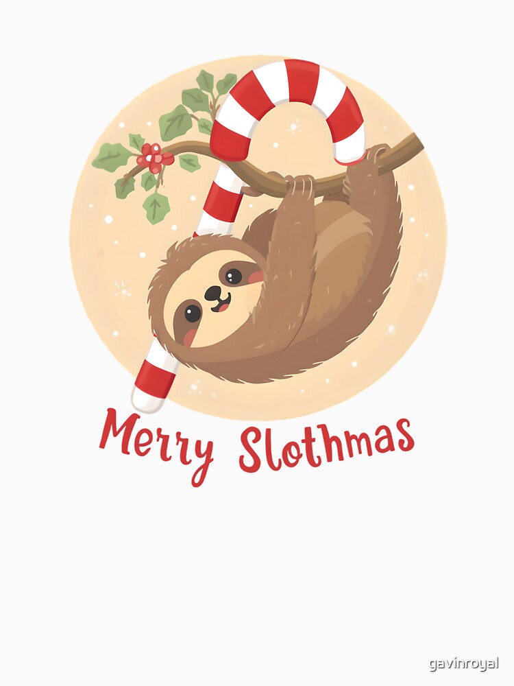 Merry Slothmas – Cute Sloth Christmas Candy Cane Design by gavinroyal