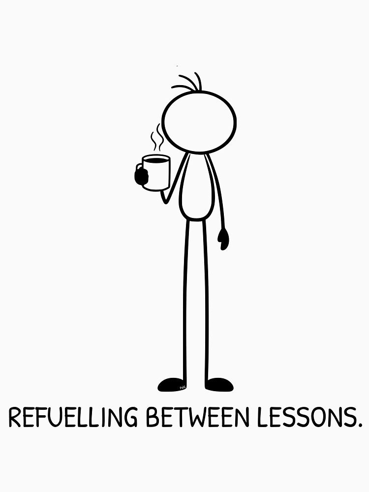 Refuelling Between Lessons Funny Teacher Shirt | Teacher Coffee Humor | Classroom Graphic Tee by Pebl-Co
