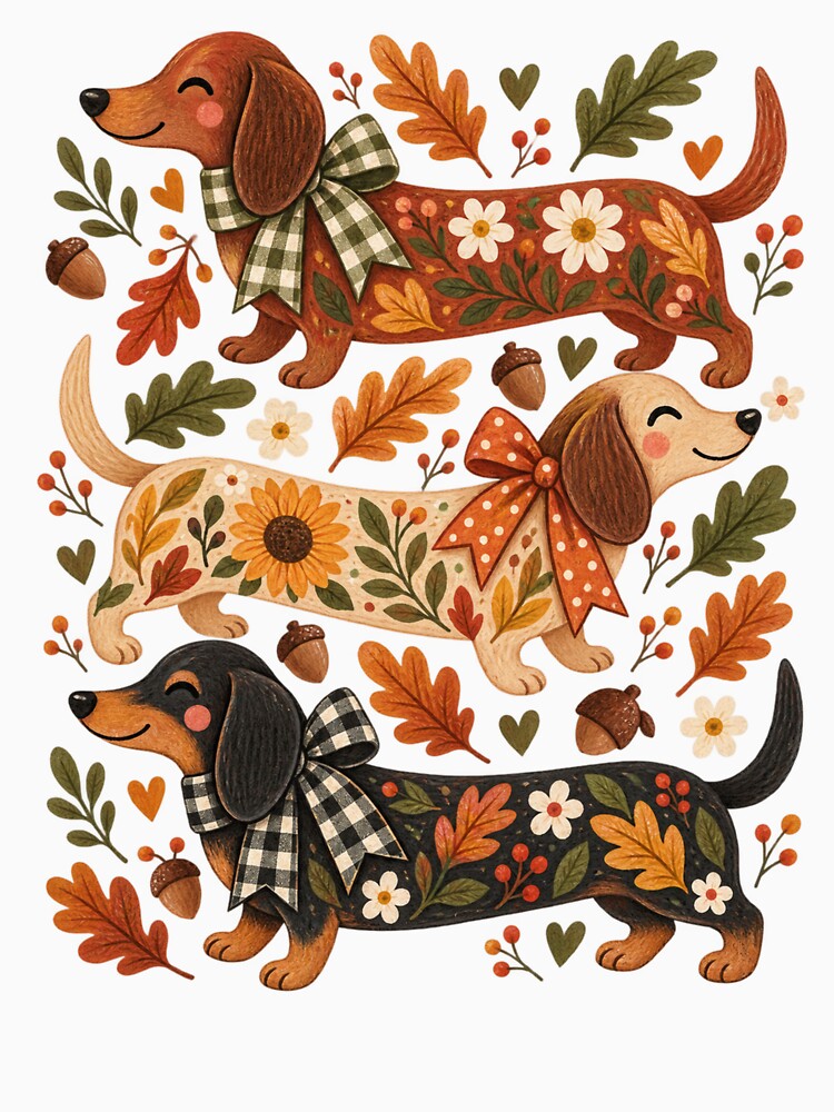 Festive Christmas Dachshund Trio by Solatee