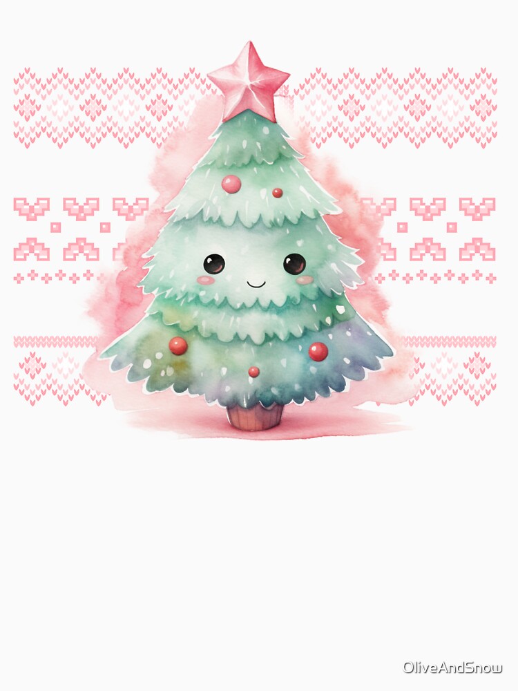Pink Christmas Tree Pink Christmas Pink And Green Ugly Christmas Sweater Kawaii Pink Xmas by OliveAndSnow