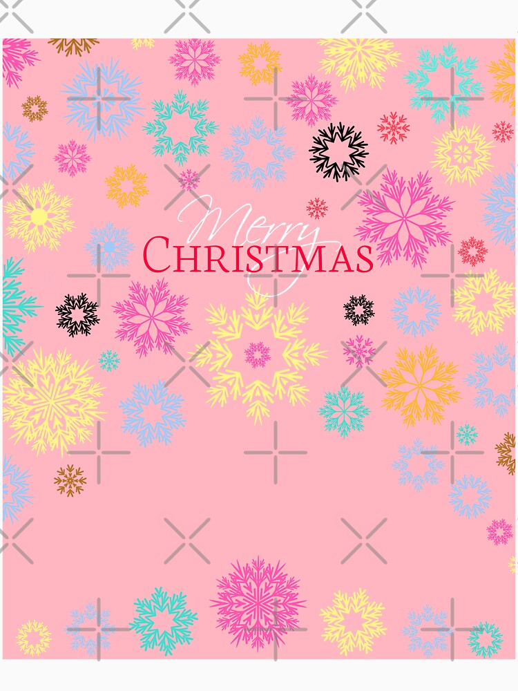 Merry Christmas Light Pink Multicolored Snowflakes Idea by Ross-Sergey