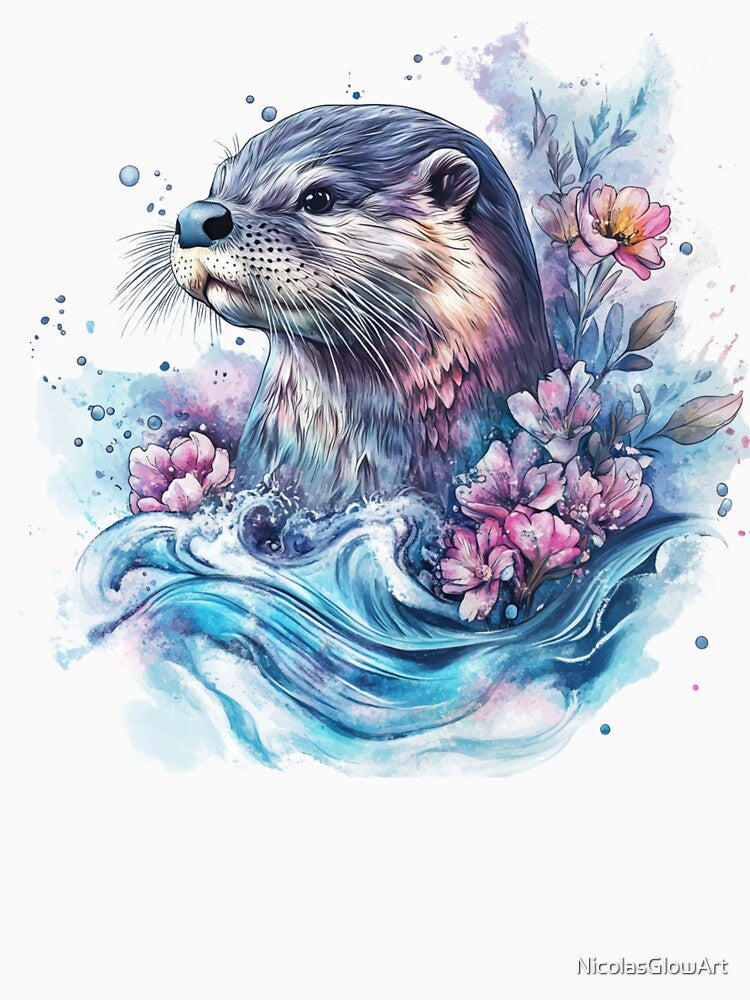 Watercolor Otter Design by NicolasGlowArt