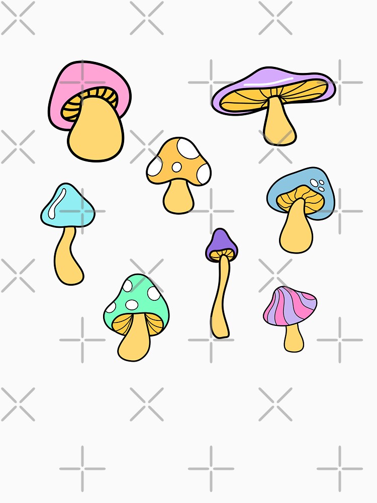 Pastel Mushroom Pattern - White Background by KTCreativeSide
