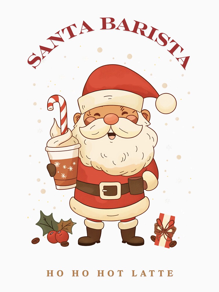 Santa Barista – Fun Christmas Coffee Design | Ho Ho Hot Latte | Cute Christmas Barista Artwork by LWDesignLab